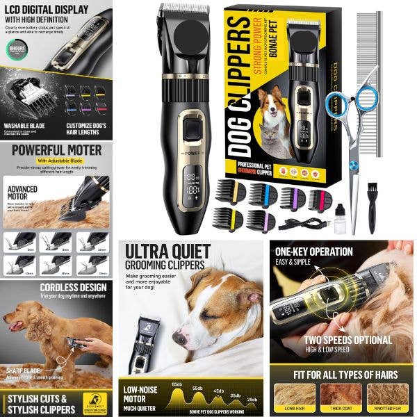 Professional Pet Grooming Kit - USB Charging - Full Grooming