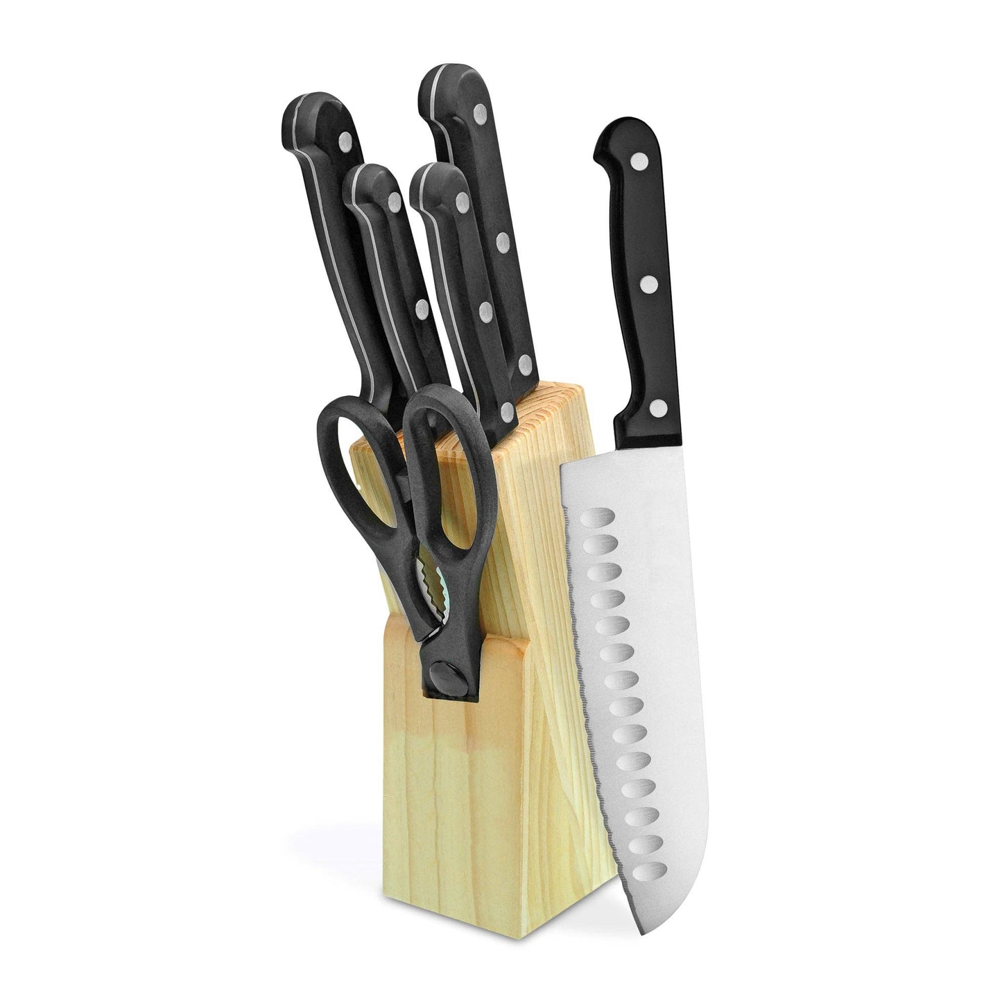 7 Piece Knife Block Cutlery Set in Black