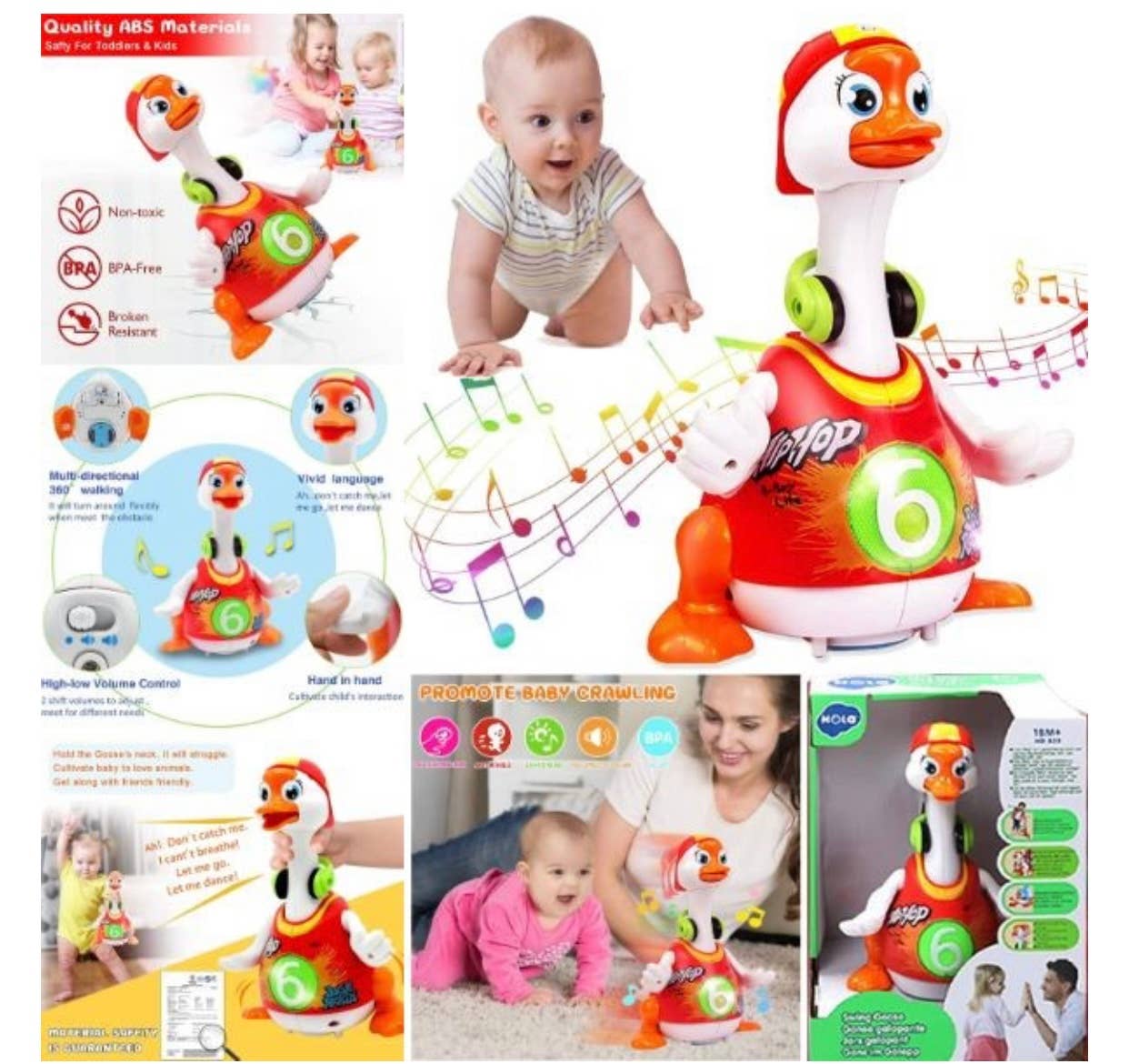 Hola Interactive Toy- Dancing Hip Hop Duck - Colors May Vary