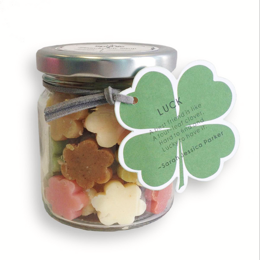 Soap Jar filled with Clover Shaped Soap