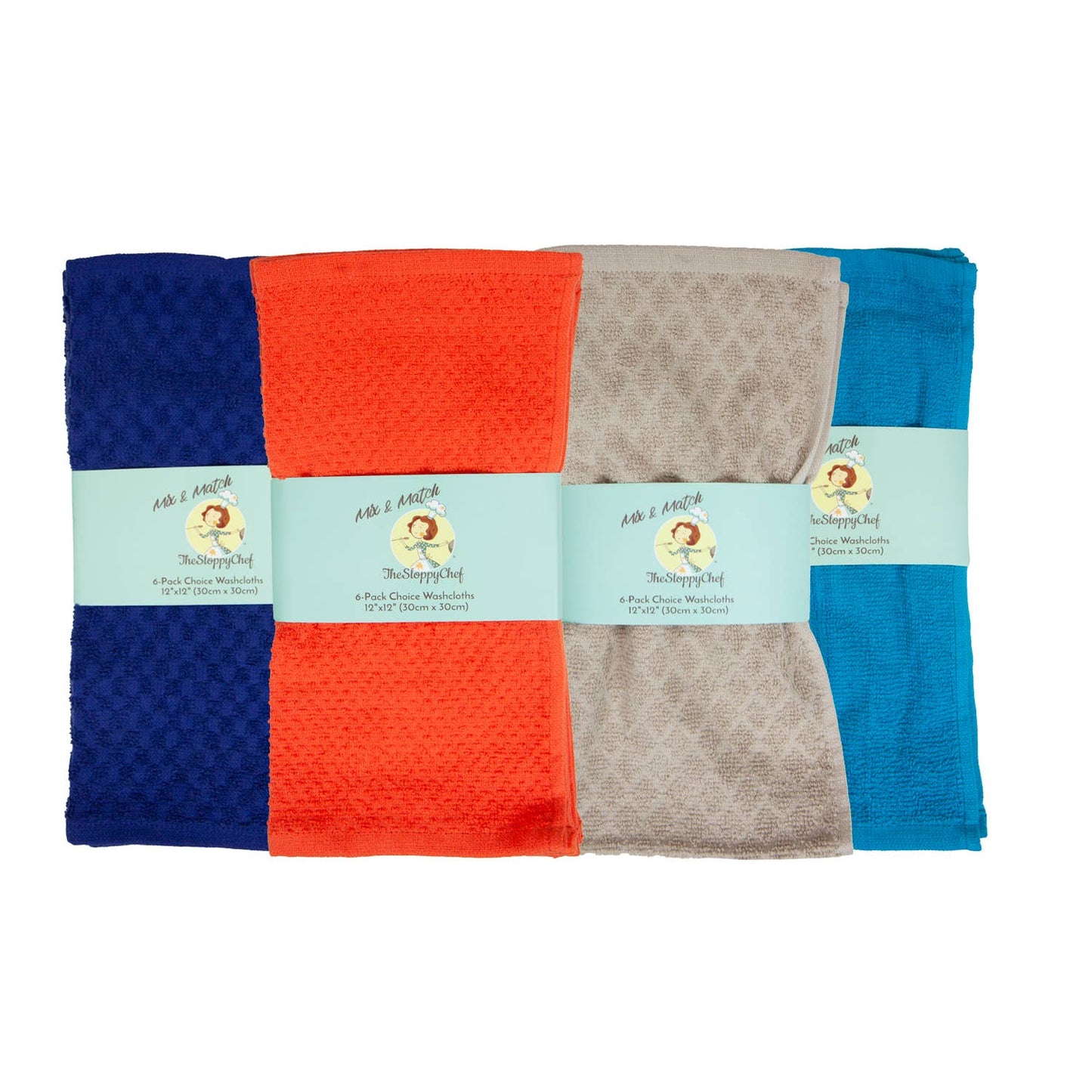 Mix & Match Sloppy Chef Dishcloth Towel 6 Pack - 12x12