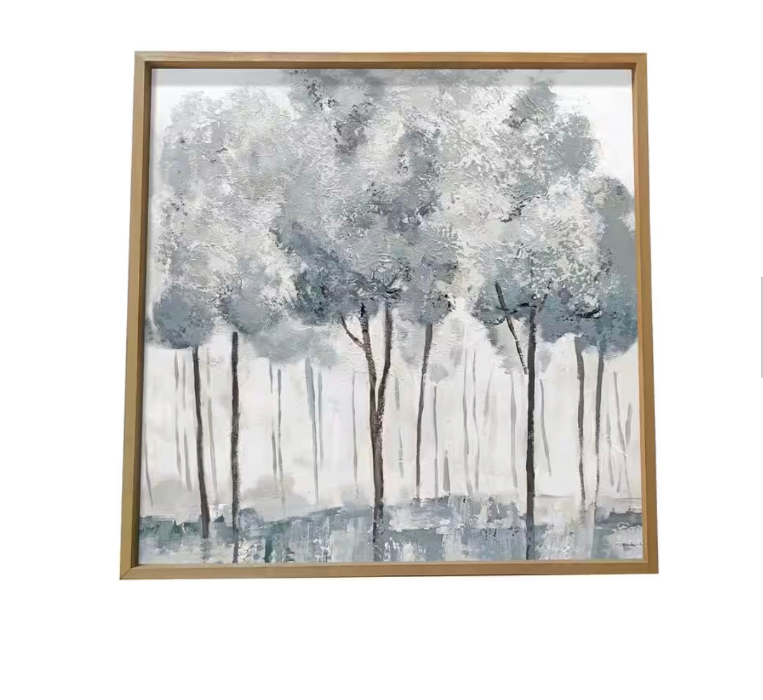 "Blue Forest" by Gallery 57 Wood Framed Canvas Nature Wall Art 29 in. x 29 in