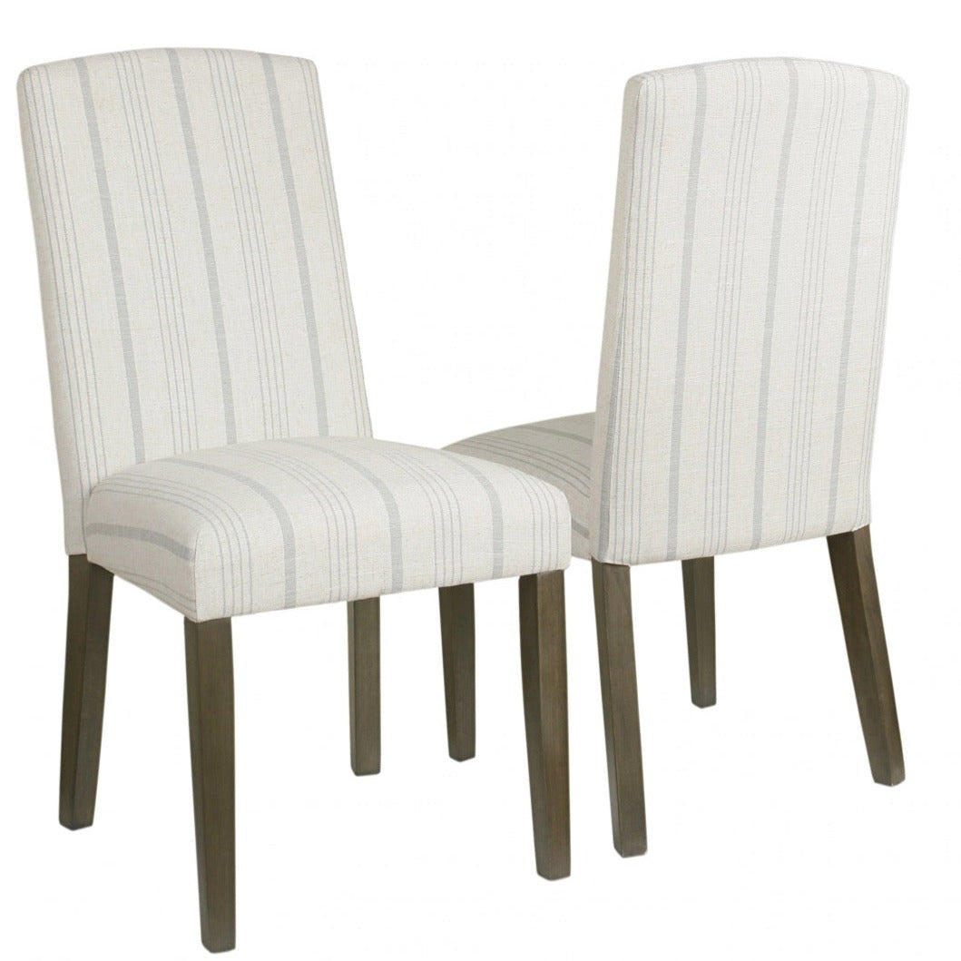 Parsons Dove Grey Stripe Upholstered Dining Chair (Set of 2)